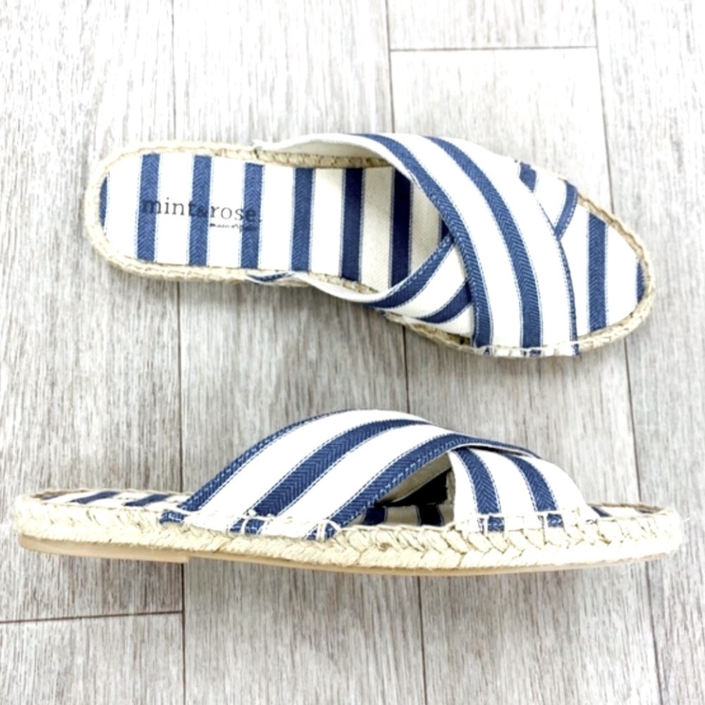 Denim blue + white stripe canvas slides 5.5, 6N, 7, 7.5N, 8, 8.5N NIB